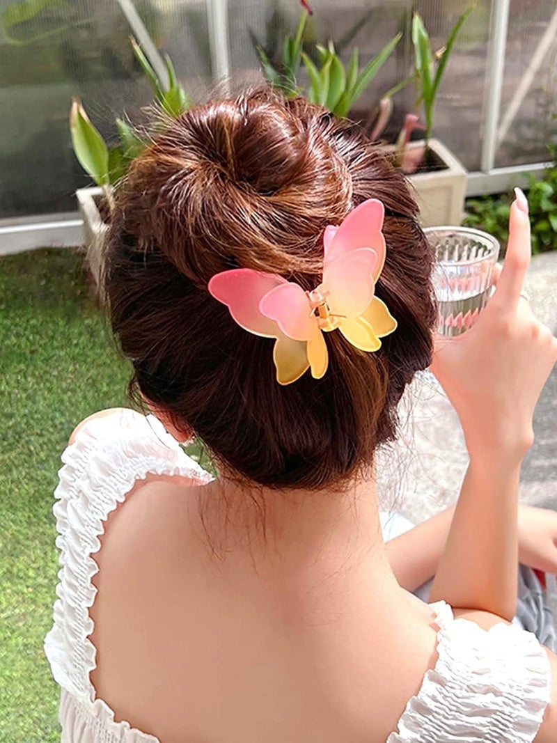 Samyak Trendy 6 Pcs Double Shaded Butterfly Hair Claw Clips Jaw Clamp Clutchers For Women & Girls Hair Accessory Set, (Multi) - Image 2