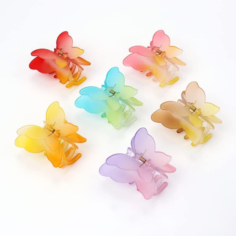 Samyak Trendy 6 Pcs Double Shaded Butterfly Hair Claw Clips Jaw Clamp Clutchers For Women & Girls Hair Accessory Set, (Multi) - Image 1