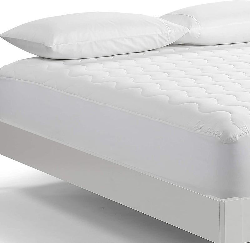 Serta Air Dry Basic Comfort Performance Fabric Quilted Mattress Pad, Cooling and Breathable Mattress Cover, Moisture Wicking Protection with 15" Deep Pocket, Queen, White - Image 2