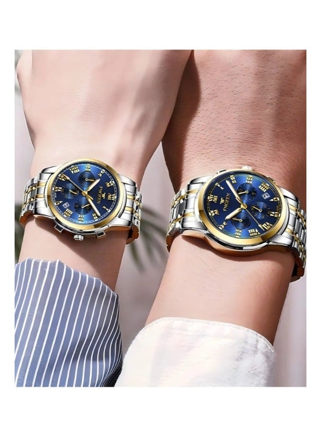 FNGEEN Stainless Steel Luminous Quartz Couple Watch For Men & Women - Image 4