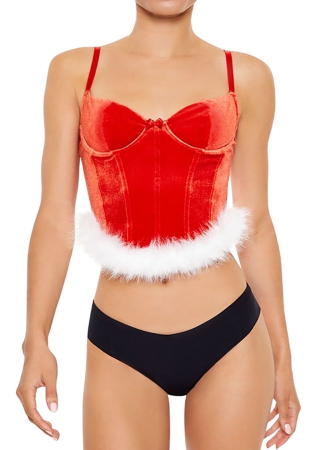 FOREVER 21 Velvet Santa Lingerie Corset Cami - Image 1