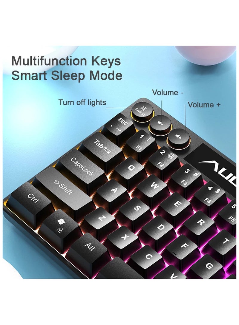 أولا لوحة مفاتيح ميكانيكية سلكية AULA F3061 للكمبيوتر المحمول وسطح المكتب ولوحة مفاتيح ألعاب صغيرة مكونة من 61 مفتاحًا للاعبي المكتب - أسود - Image 2