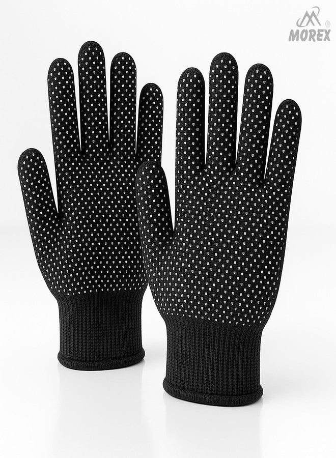 MOVEX Morex Sports PVC DOTED Cotton Tennis Cricket Batting Gloves - Comfortable & Durable Full Gripping Bat Hand Gloves for Winter, Texting, Cycling, Driving, Exercise & Sports (Black) - Image 5