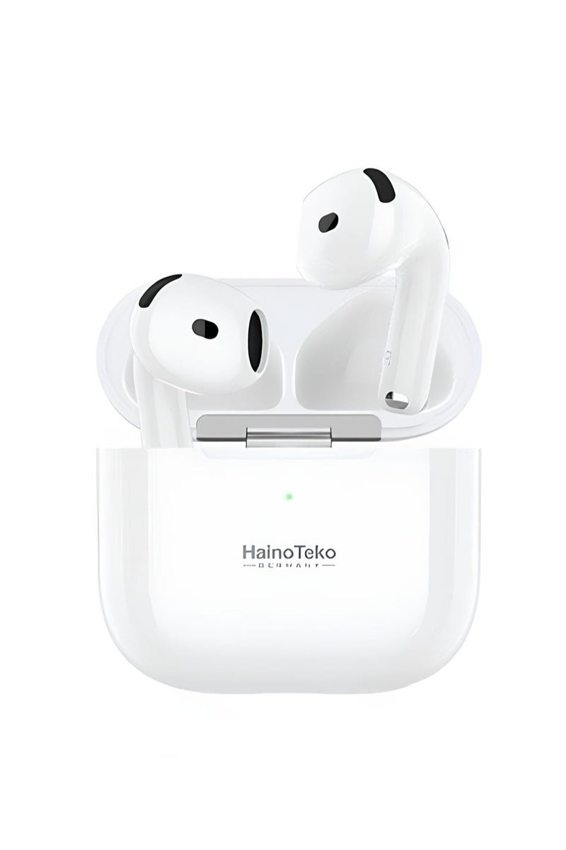 Haino Teko Air-6 Bluetooth Earphones With Built-in Speaker Multi Functional Touch Control and Microphone Compatible With Android Mobile and Tablets White - Image 2