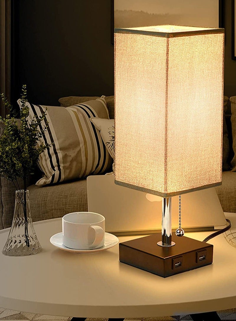 شاربدو مصباح طاولة بغطاء قماشي بغطاء شحن USB مع 3 درجات حرارة ملونة لمبة LED - Image 1