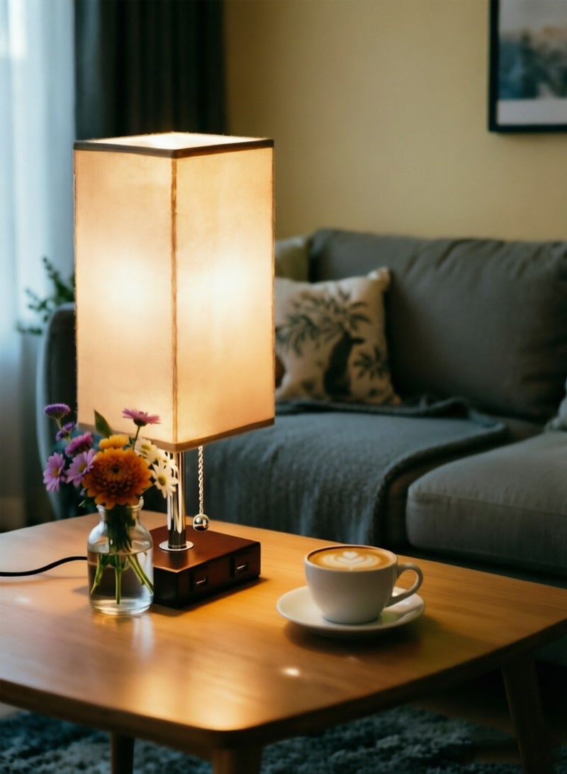 Sharpdo Usb Charging Cloth Cover Table Lamp with 3 Color Temperatures LED Bulb - Image 2