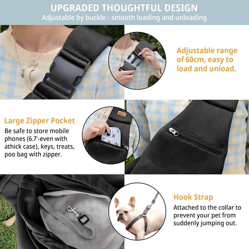 CUBY Dog and Cat Sling Carrier - Adjustable Breathable Mesh Small Pet Sling - Soft Pouch and Tote Design - Suitable for Puppy, Small Dogs Cats Outdoor - Image 2