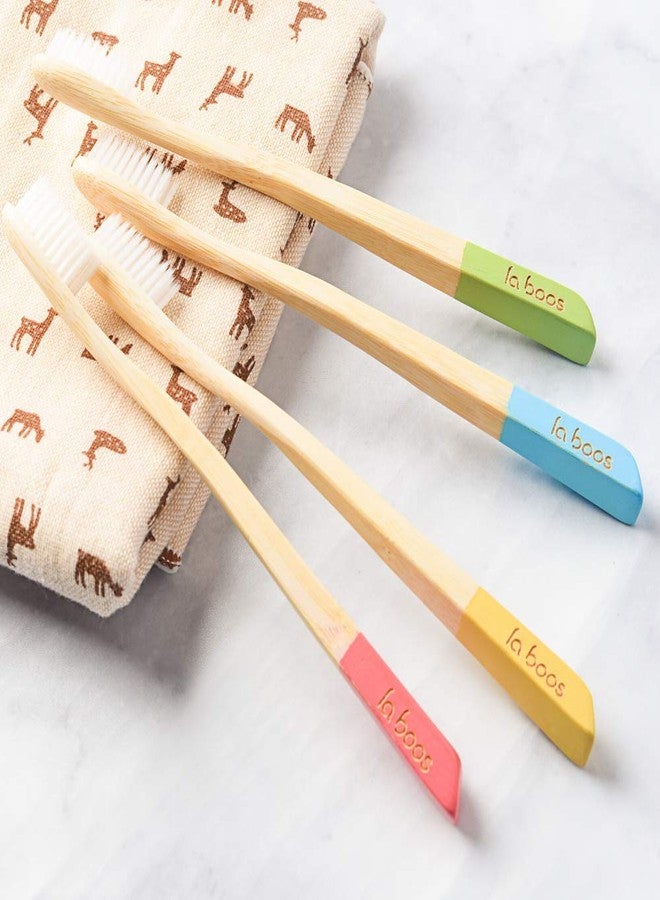 Laboos Best Nature Manual Color Bamboo Toothbrush - Extra Soft Compact Bristle, Biodegradable for Gingivitis and Sensitive Teeth (4 PCS) - Image 3