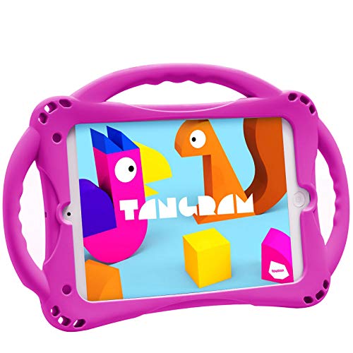 TopEsct Kids Case for iPad mini 5 4 3 2 1,Silicone Childproof Case for iPad mini 5 4 3 2 1, Built-in Handle Stand, Comes with a Strap (Purple) - Image 1