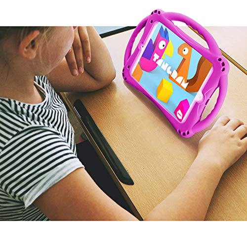 TopEsct Kids Case for iPad mini 5 4 3 2 1,Silicone Childproof Case for iPad mini 5 4 3 2 1, Built-in Handle Stand, Comes with a Strap (Purple) - Image 2