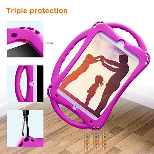 TopEsct Kids Case for iPad mini 5 4 3 2 1,Silicone Childproof Case for iPad mini 5 4 3 2 1, Built-in Handle Stand, Comes with a Strap (Purple) - Image 3