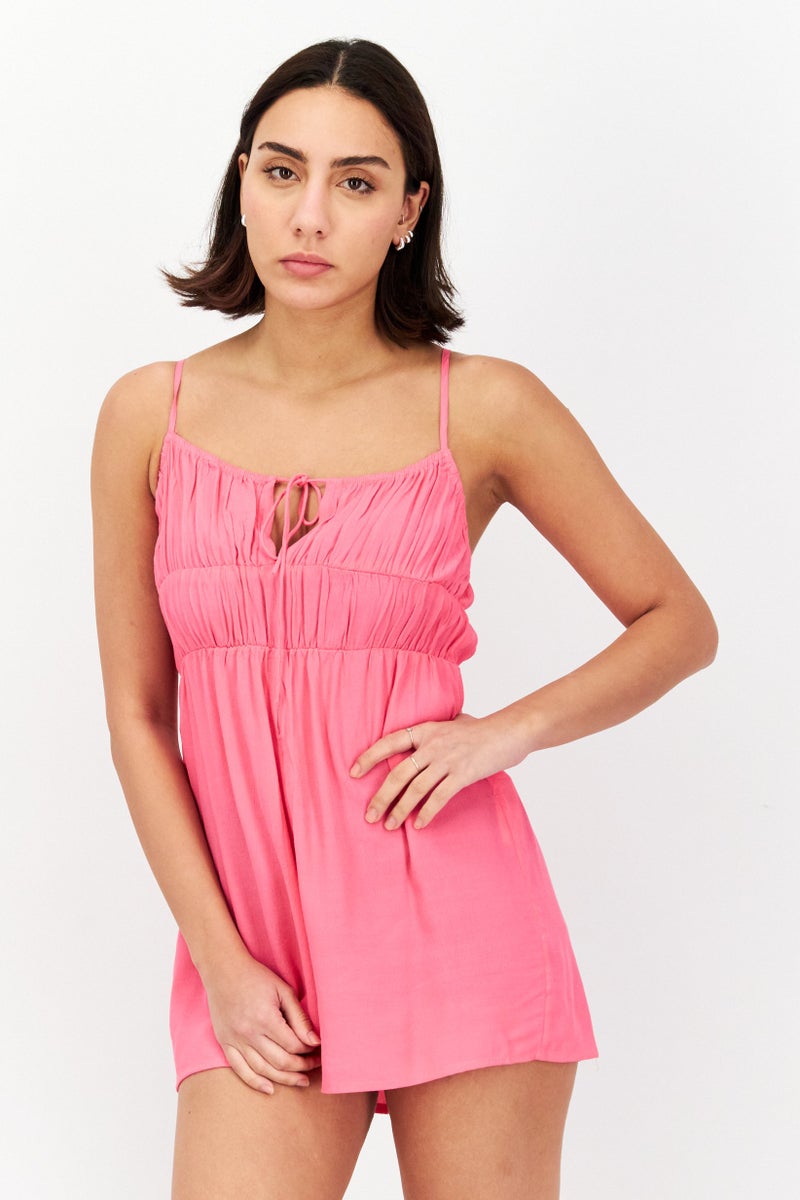 Don't Call Me Jennyfer Women Sleeveless Plain Playsuit, Pink - Image 1