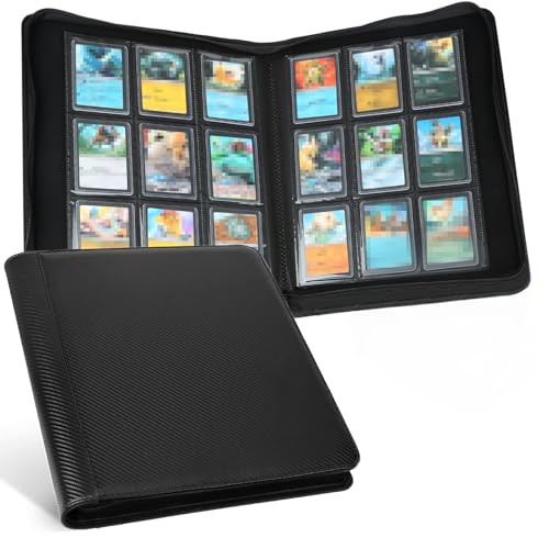 GERMUN Toploader Binder Holds 288 Toploaders 9 Pocket Top Loader Binders with Sleeves for 3 x 4 Toploaders DoubleSided Pocket Top Loader Storage Binder Trading Card Binder Carton Black - Image 1
