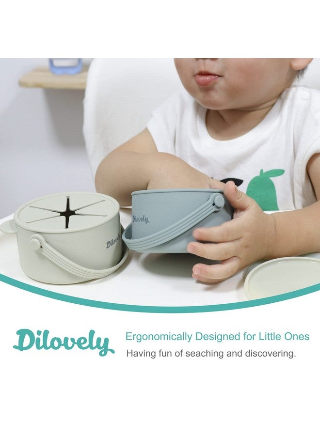Dilovely Snack Cups for Toddlers, Silicone Snacks Containers, Baby Food Catcher Spill Proof, Kid Snacks Holder with DustProof Lid, 2 Pack Dishwasher Safe and BPA Free 9 Oz - Image 4