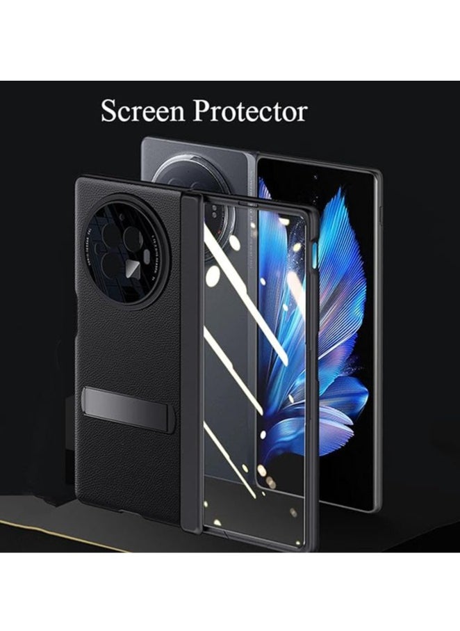 General - Vivo X Fold 3/3 Pro Hinge Protection Premium Leather Case with Screen Protector Function Stand, Full Coverage, Shock Resistant, for X Fold 3/3 Pro - Image 1