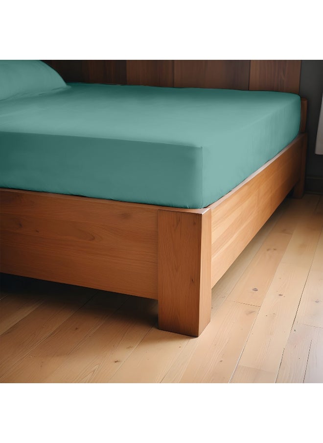 Rest 3-Piece Teal Plush 90X200+20Cm Fitted Bedsheet Set Includes 1 Deep Pocket Fitted Bedsheet And 2 Pillow Covers, Breathable And Machine Washable  - Image 3