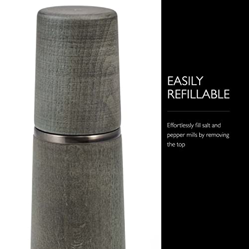 Cole & Mason Marlow Wood Mill Set - Balanced Salt and Pepper Grinders - Refillable Spice Tools - Adjustable Salt and Peppercorn Grinder Settings - Dark Grey - Image 5