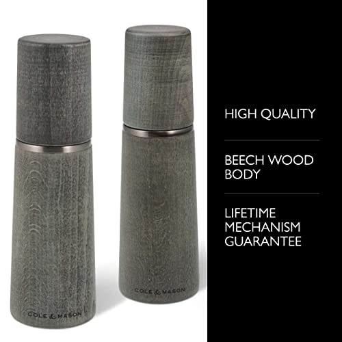 Cole & Mason Marlow Wood Mill Set - Balanced Salt and Pepper Grinders - Refillable Spice Tools - Adjustable Salt and Peppercorn Grinder Settings - Dark Grey - Image 2