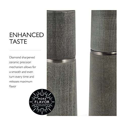 Cole & Mason Marlow Wood Mill Set - Balanced Salt and Pepper Grinders - Refillable Spice Tools - Adjustable Salt and Peppercorn Grinder Settings - Dark Grey - Image 4