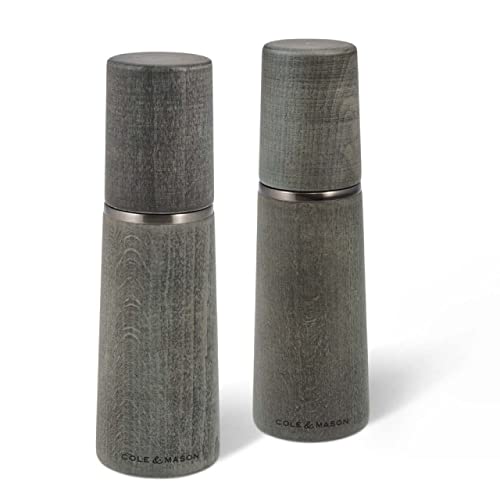 Cole & Mason Marlow Wood Mill Set - Balanced Salt and Pepper Grinders - Refillable Spice Tools - Adjustable Salt and Peppercorn Grinder Settings - Dark Grey - Image 1