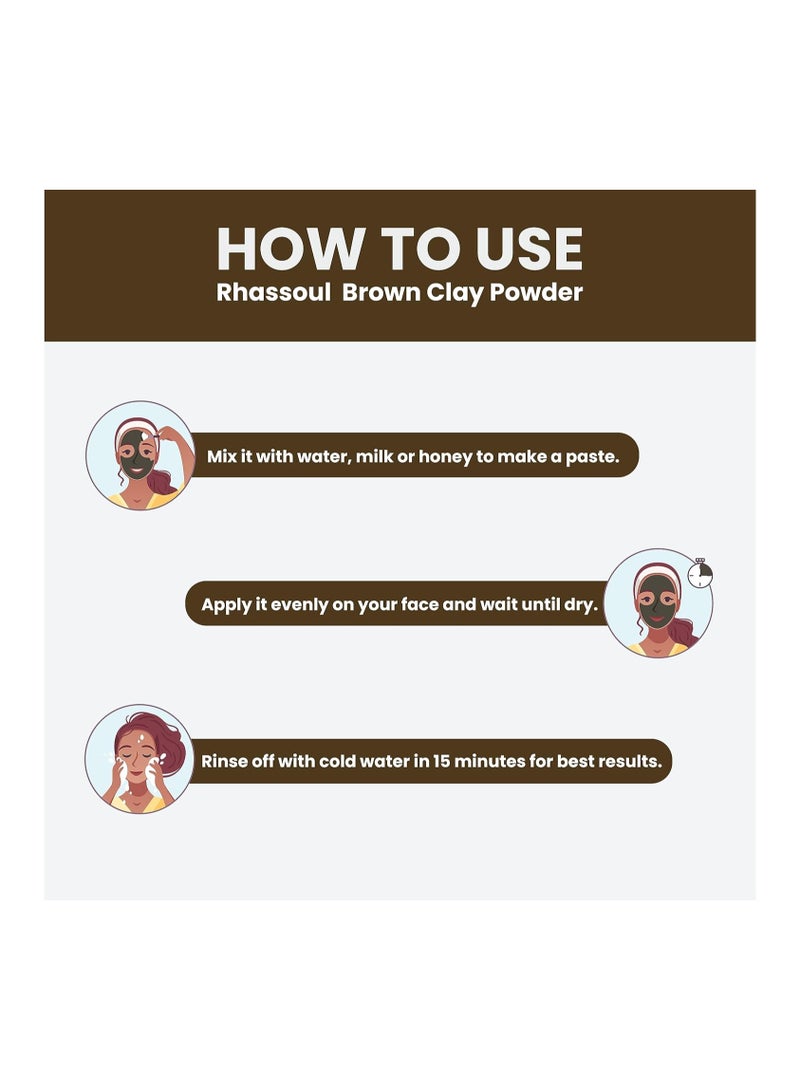 minature Rhassoul Brown Clay Powder For Fairness Sun-Tan Acne-Spot Face Pack & Hair Pack| All Skin Type & Unisex use| 100% pure & Natural | (227g/1/2 lb/8 Oz) - Image 3