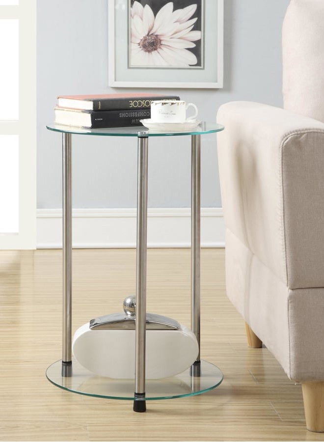Convenience Concepts Designs2Go Classic Glass 2 Tier Round End Table, Glass - Image 2