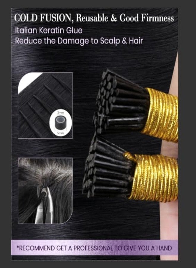 LaaVoo Itip Human Hair Extensions Black I Tips Hair Extensions Real Human Hair 18 Inch Jet Black I Tip Hair Extensions Pre Bonded for Black Women 50s 50g - Image 3