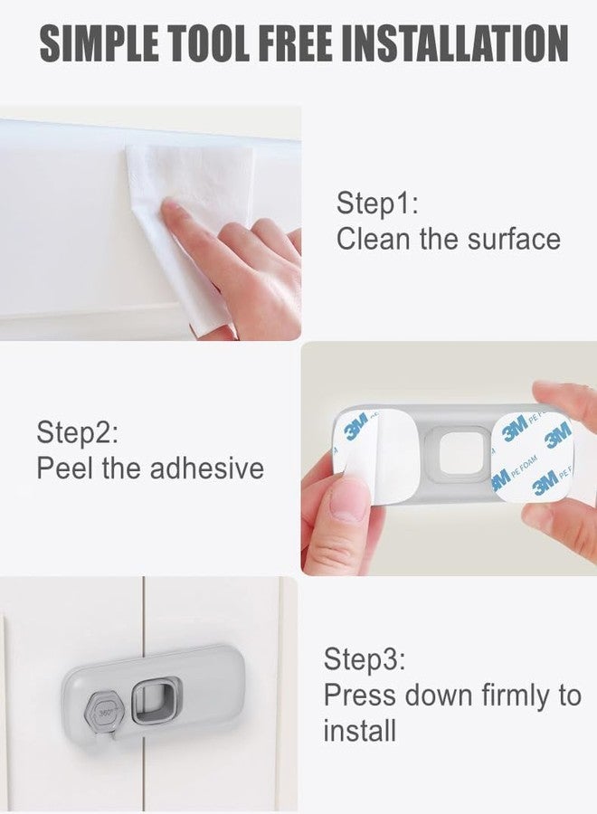 NETZILLA Child Proof Refrigerator Lock, Fridge Locks for Kids with Sticky Adhesive Pads, Child Safety Locks for Doors, RV Refrigerator, Oven Lock Child Safety Baby Cabinet Locks - Multy Colour Updated - Image 3