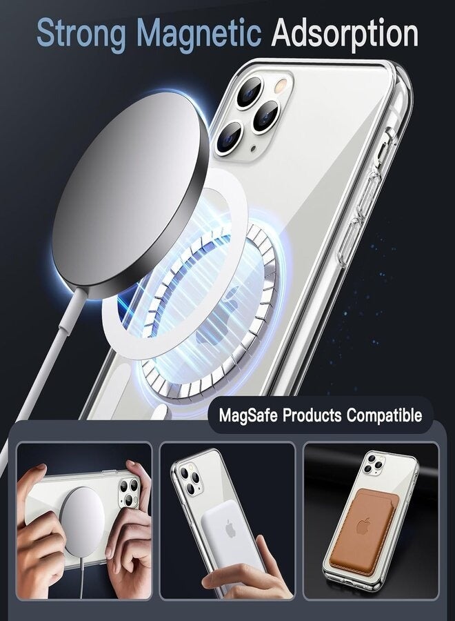 iPhone 11 Pro Max Magnetic Case, Compatible with MagSafe Wireless Charging, Anti-Scratch Bumper Cover (Clear), TPU - PC - Image 2