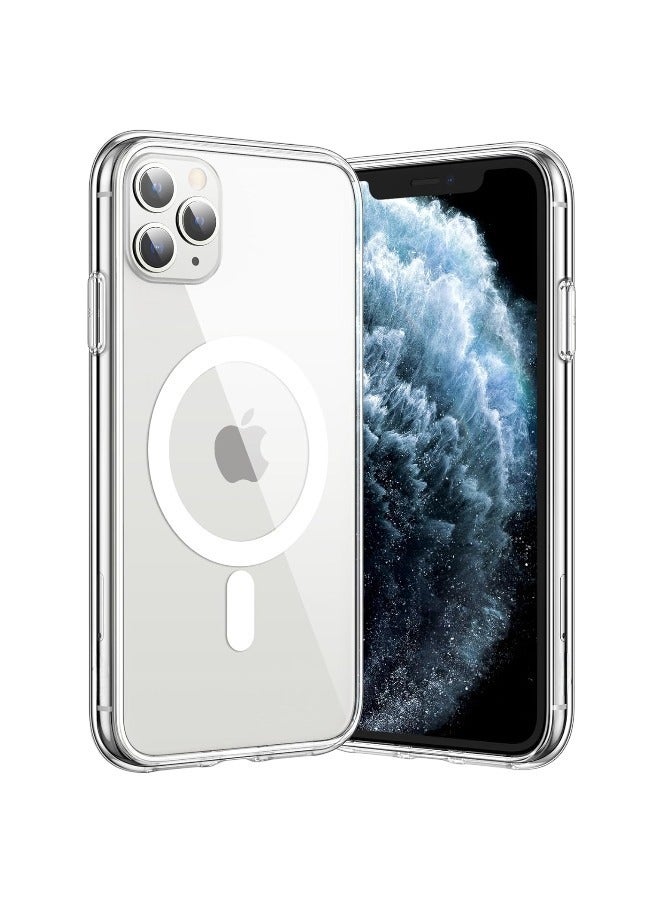 iPhone 11 Pro Max Magnetic Case, Compatible with MagSafe Wireless Charging, Anti-Scratch Bumper Cover (Clear), TPU - PC - Image 1
