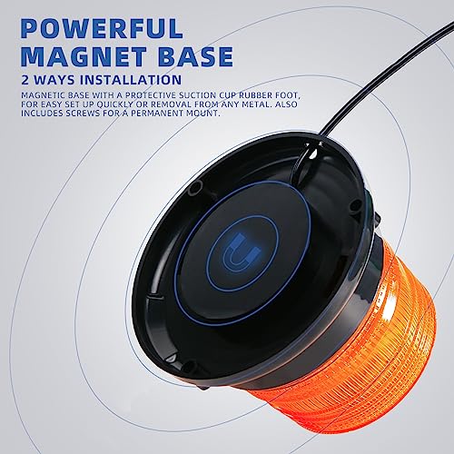 PKINGLAKE Amber Beacon Strobe Lights w/Magnetic Base, 12-24V Warning Safety Flashing Emergency Mini Light Bar for Trucks Vehicles Car - Image 4
