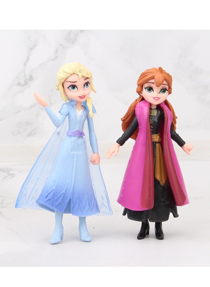 Frozen Elsa & Anna Toy Figure Set - 9 Versatile Designs, Snow Queen Figurines, Car or Cake Decorations, Approx. 5-11cm Height, Perfect for Collecting and Home Decoration