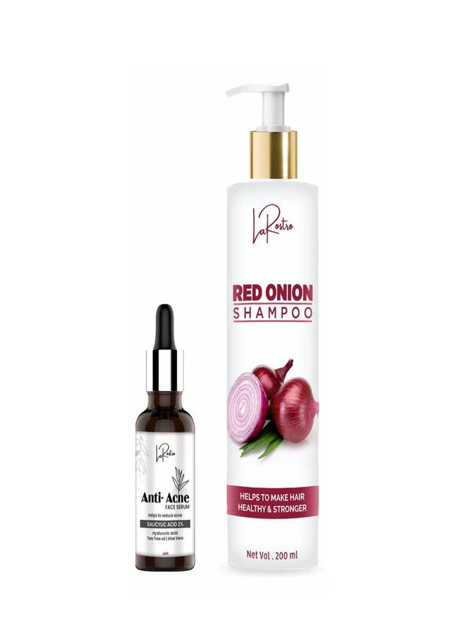 La Rostro 2% Salicylic Acid Face Serum for Acne & Blackheads & Open Pores | with Tee Tree Oil - 40ml And Red Onion Hair Shampoo For Hair Growth & Hair Fall Control Suitable For All hair type - Image 1