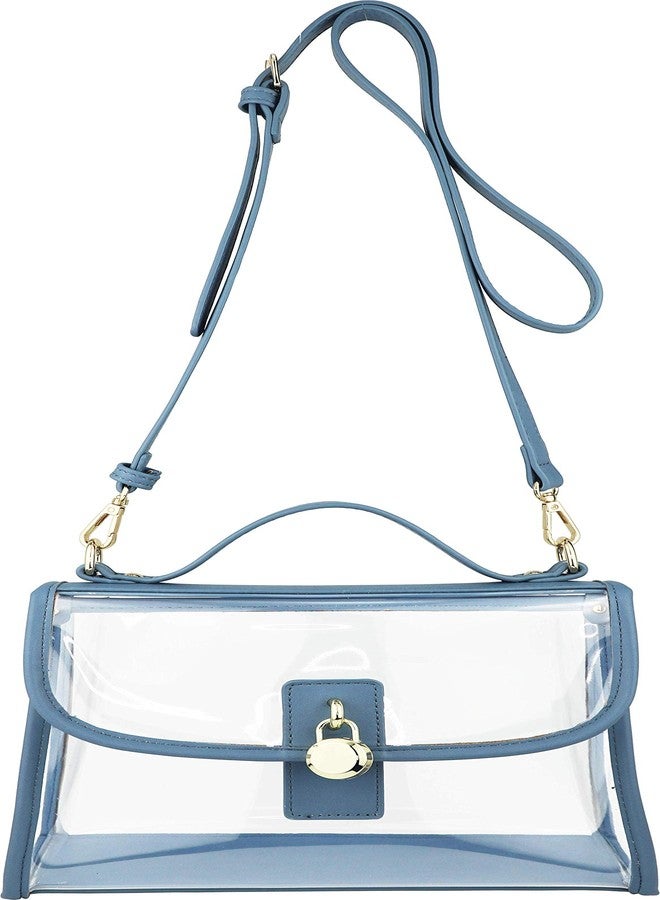 B BRENTANO Clear Top Handle Satchel Crossbody Bag with Removable Wristlet Pouch (Stadium Policy-Compliant Bag) (Denim Blue) - Image 3