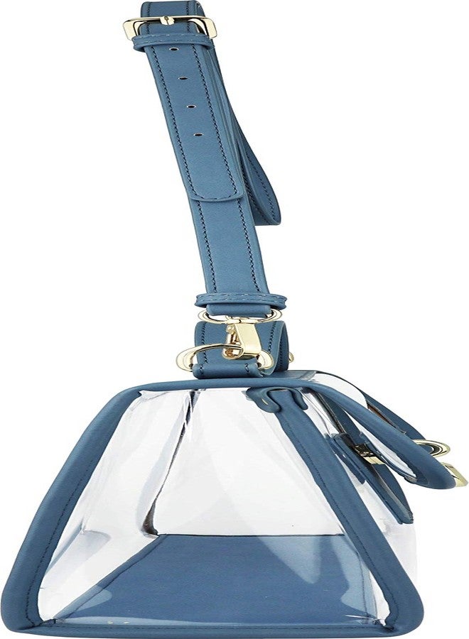 B BRENTANO Clear Top Handle Satchel Crossbody Bag with Removable Wristlet Pouch (Stadium Policy-Compliant Bag) (Denim Blue) - Image 4