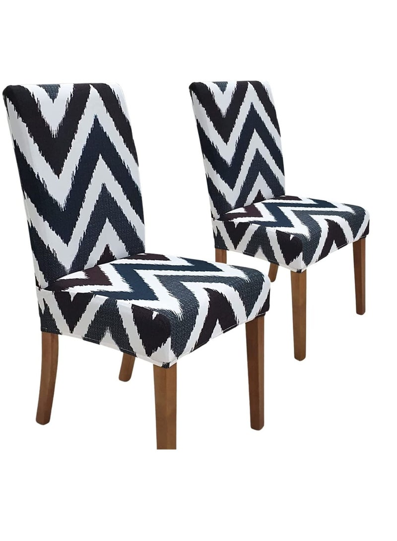 Captaintech Chair Covers for Dining Room, Stretch Chair Slipcovers for Decorative Stretch Dining Cover, Washable Spandex Kitchen Chair Slipcovers, Removable Seat Protector for Home or Party ( 2 Pack ) - Image 1