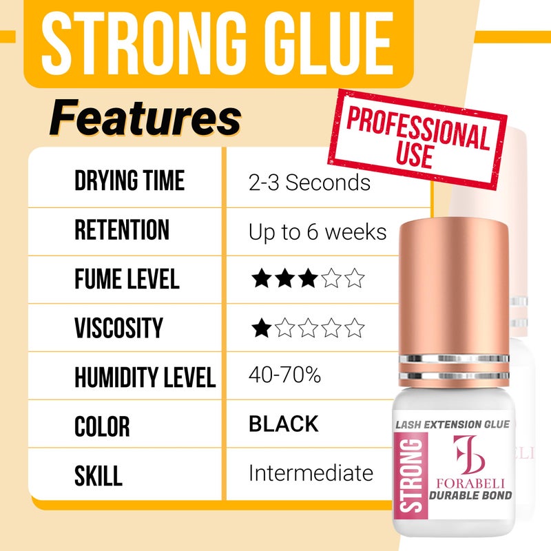 Forabeli Strong Lash Extension Glue, 2â€“3 Sec Dry, 6 Week Retention, Seamless Integration, Fast-Dry Professional Eyelash Extension Glue, Lash Adhesive for Eyelash Extensions - Image 3