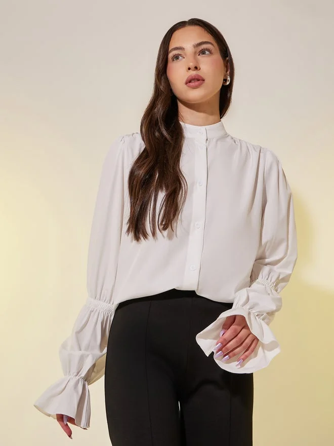 Take Two Solid Lantern Sleeves Oversized Shirts