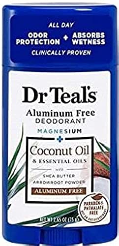 Dr Teal's دكتور تيلز مزيل العرق الخالي من الألمنيوم بزيت جوز الهند وخالي من البارابين والفثالات 265 أوقية - Image 1