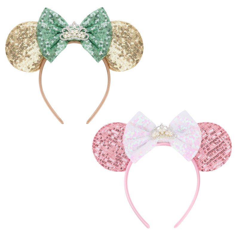 DRESHOW Mouse Ears Bow Headbands Glitter Party Decoration Cosplay Costume for Women - Image 1