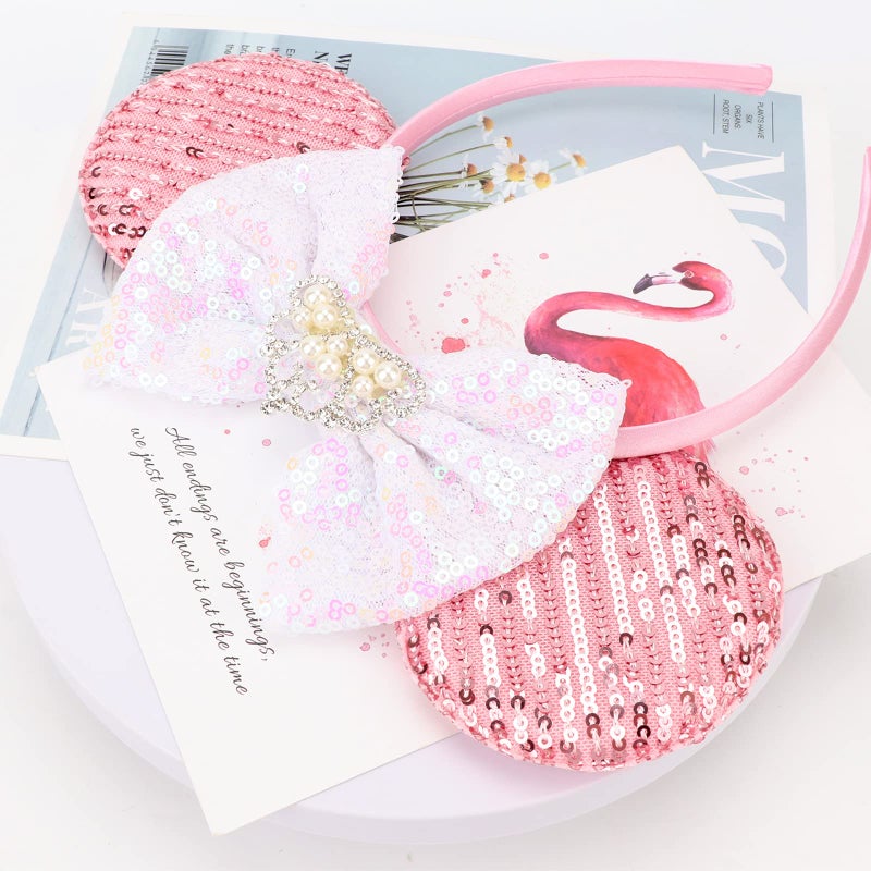 DRESHOW Mouse Ears Bow Headbands Glitter Party Decoration Cosplay Costume for Women - Image 5