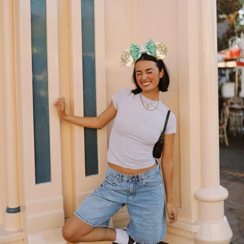 DRESHOW Mouse Ears Bow Headbands Glitter Party Decoration Cosplay Costume for Women - Image 2