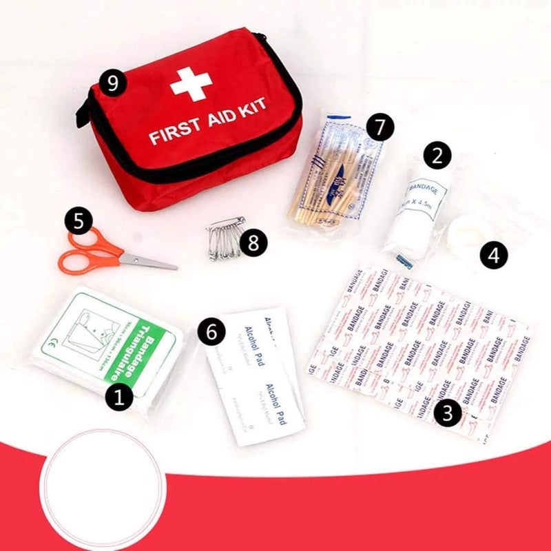 Delfino First Aid Kit, 9-piece Small Emergency Kit Set Outdoor Family Car Gift High-density ripstop easy pick and place items for Travel, Home, Office, Vehicle, Camping, Workplace & Outdoor - Image 3