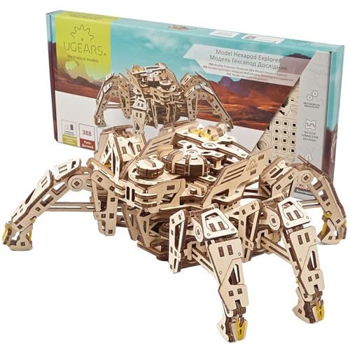 UGEARS Hexapod Explorer 3D Puzzle Walking Robot Wooden Model Kits for Adults to Build SelfPropelled 6Legged Mechanical Crawler Craft Kit 3D Wooden Puzzles for Adults - Image 1