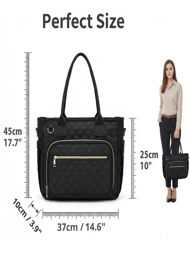 EAONE Bible Bag with Bible Cover Case for Women, Large Quilted Church Bag Organizer Bible Cover for Bible Study Supplies, Black, Large - Image 4