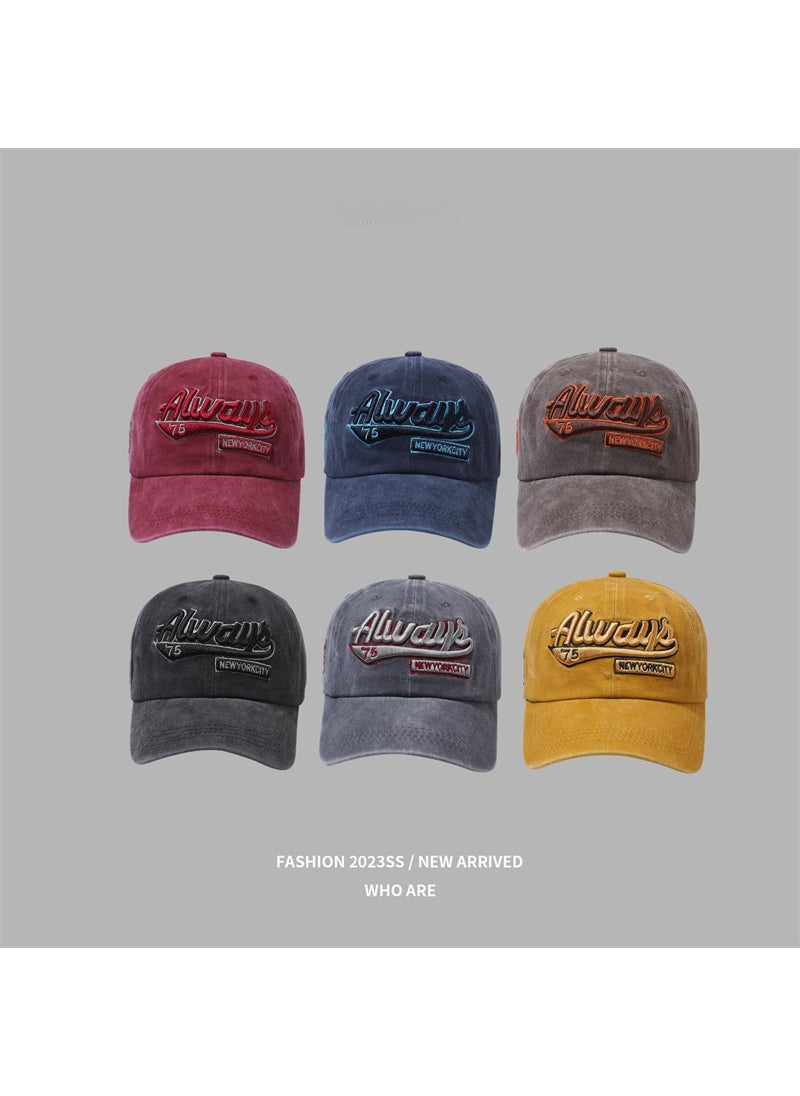 Generic Vintage Washed Letter Embroidery Cap Red  - Image 3