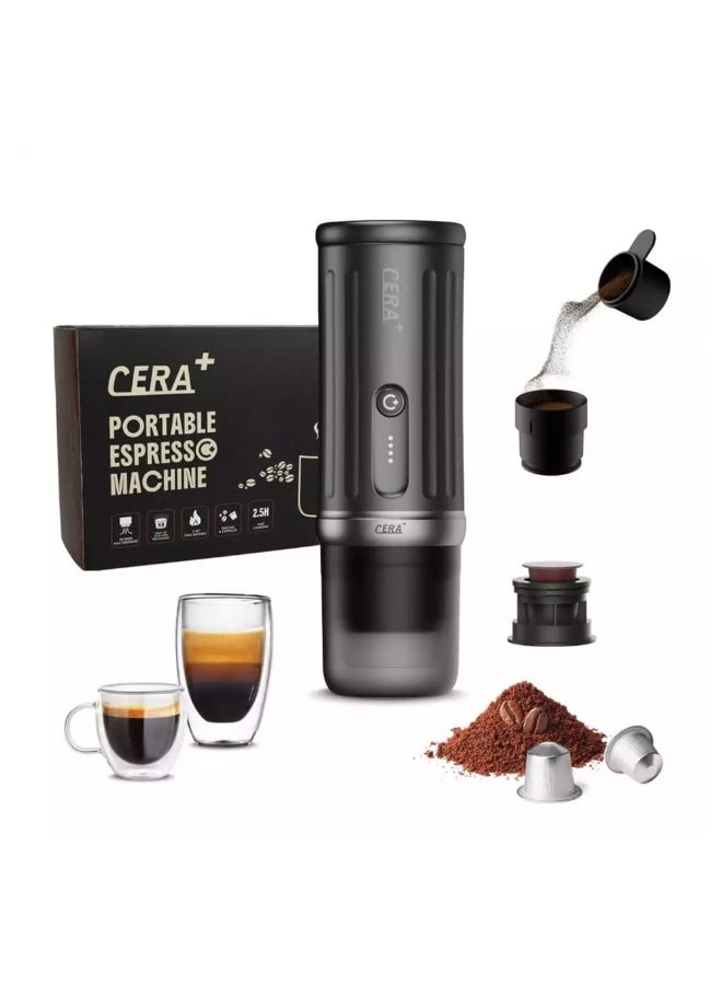 ceraplus Portable Electric Espresso Maker, 20 Bar Pressure, Self-Heating with USB-C, Compatible with NS Pods & Ground Coffee for Travel, Camping, Hiking, Car, Office - Image 1