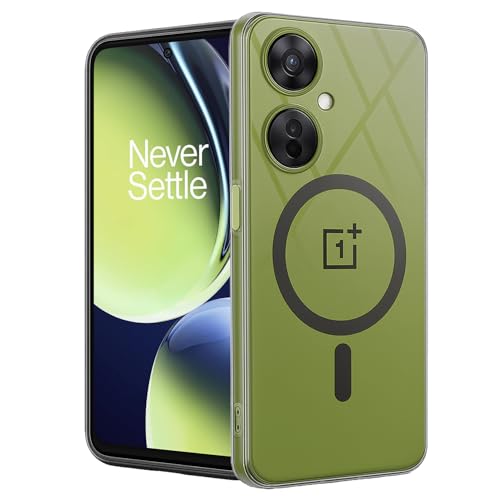 SHINESTAR Shockproof Ultra-Hybrid Back Cover for OnePlus Nord CE 3 Lite 5G | Crystal Clear Slim Transparent Case | Stylish Design | Compatible Only with Magnetic Accessories – Black - Image 1