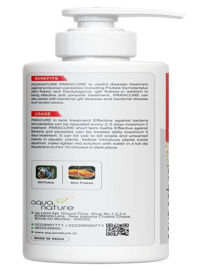 الطبيعة المائية AquaNature® Paracure علاج للطفيليات والديدان الجلدية والخياشيم لأسماك أحواض المياه العذبة (120 مل) - Image 2