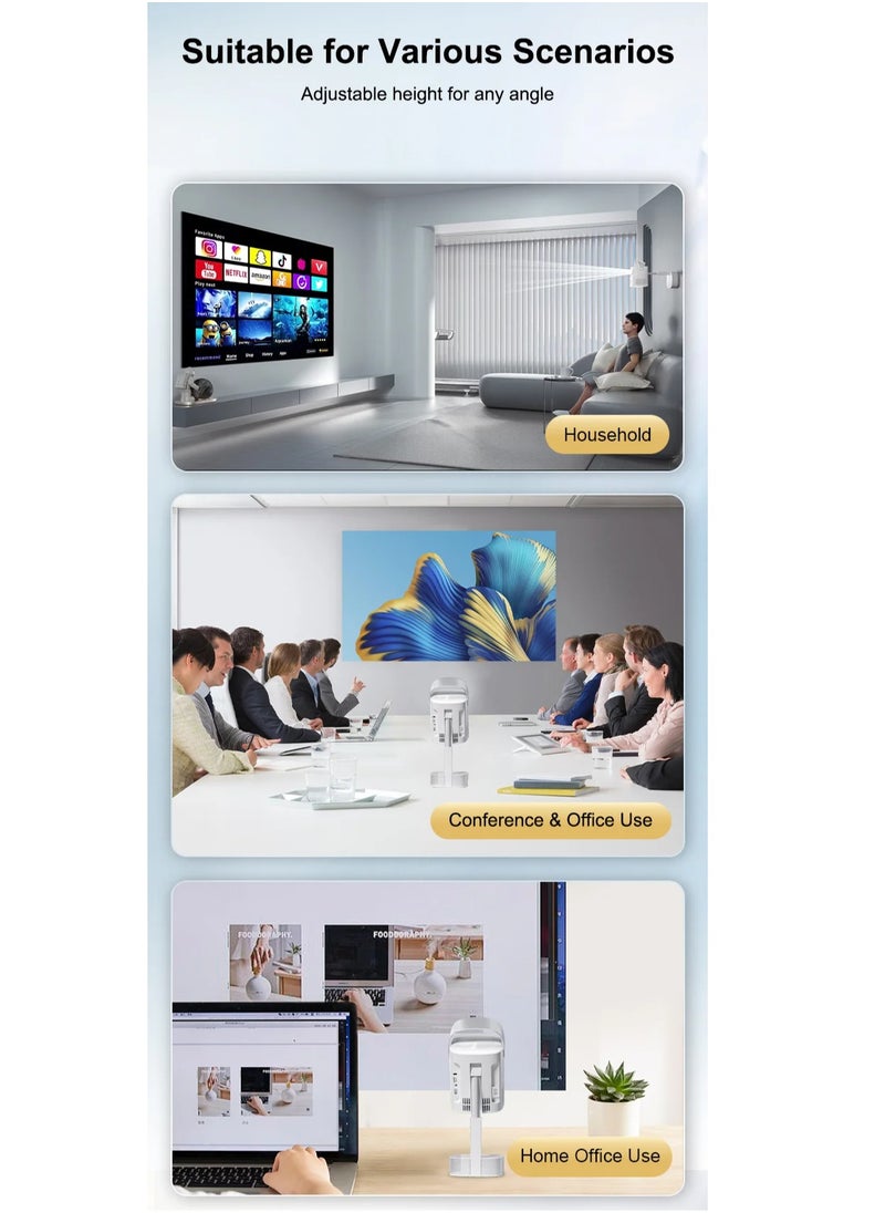 TS-9S 1080P Projector with Hidden Bracket, Auto Focus, Keystone Correction, Android TV, 1+8GB, 240 ANSI Lumens, 4K Support, Dual-Band Wi-Fi, Bluetooth 4.0 – Compact Home Theater Projector with UK Plug
